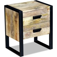 vidaXL Side Table with 2 Drawers Solid Mango Wood 17