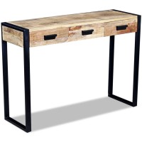 vidaXL Console Table with 3 Drawers Solid Mango Wood 43.3