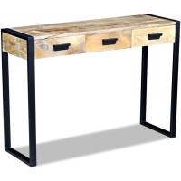 vidaXL Console Table with 3 Drawers Solid Mango Wood 43.3