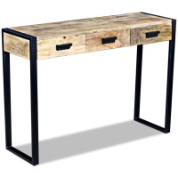 vidaXL Console Table with 3 Drawers Solid Mango Wood 43.3