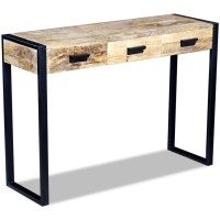 vidaXL Console Table with 3 Drawers Solid Mango Wood 43.3