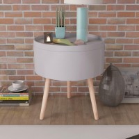 Vidaxl Side Table With Serving Tray Round 15.6X17.5 Gray