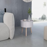Vidaxl Side Table With Serving Tray Round 15.6X17.5 Gray