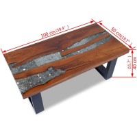 Vidaxl Coffee Table Accent Table For Living Room Center End Side Couch Table Minimalist Display Furniture For Reception Room Solid Wood Teak Resin