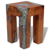 vidaXL Stool Solid Teak Wood and Resin