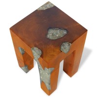 vidaXL Stool Solid Teak Wood and Resin