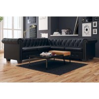 vidaXL Chesterfield Corner Sofa 5-Seater Artificial Leather Black