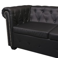 vidaXL Chesterfield Corner Sofa 5-Seater Artificial Leather Black