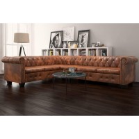 vidaXL Chesterfield Corner Sofa 6-Seater Artificial Leather Brown