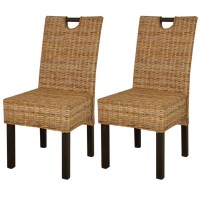 vidaXL Dining Chair 2 pcs Kubu Rattan Mango Wood