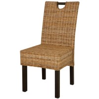 vidaXL Dining Chair 2 pcs Kubu Rattan Mango Wood