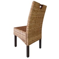 vidaXL Dining Chair 2 pcs Kubu Rattan Mango Wood