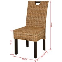 vidaXL Dining Chair 2 pcs Kubu Rattan Mango Wood