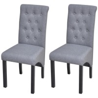 vidaXL Dining Chairs 2 pcs Gray Fabric