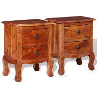 vidaXL Nightstands with Drawers 2 pcs Solid Acacia Wood