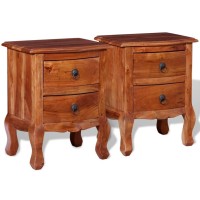 vidaXL Nightstands with Drawers 2 pcs Solid Acacia Wood