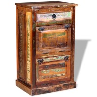 vidaXL 4-Layer Shoe Cabinet with Drawer Solid Reclaimed Wood