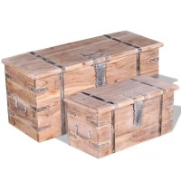 Vidaxl Two Piece Storage Chest Set Acacia Wood