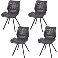 vidaXL Dining Chairs 4 pcs Black Faux Leather