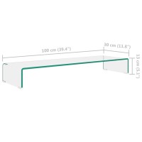 vidaXL TV Stand/Monitor Riser Glass Clear 39.4