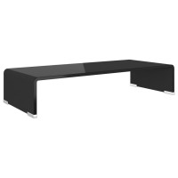 vidaXL TV Stand/Monitor Riser Glass Black 23.6