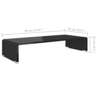 vidaXL TV Stand/Monitor Riser Glass Black 23.6