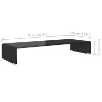 vidaXL TV Stand/Monitor Riser Glass Black 31.5