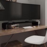 vidaXL TV Stand/Monitor Riser Glass Black 43.3