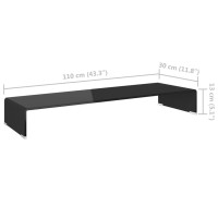 vidaXL TV Stand/Monitor Riser Glass Black 43.3