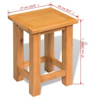 vidaXL End Table Solid Oak Wood 10.6