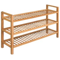 vidaXL Shoe Rack with 3 Shelves Solid Oak Wood 39.4