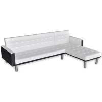 vidaXL L-shaped Sofa Bed Faux Leather White