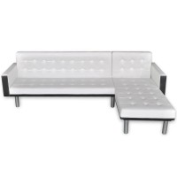 vidaXL L-shaped Sofa Bed Faux Leather White