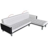 vidaXL L-shaped Sofa Bed Faux Leather White