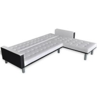 vidaXL L-shaped Sofa Bed Faux Leather White