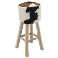 Vidaxl Bar Stool Real Leather And Solid Teak Wood