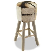 Vidaxl Bar Stool Real Leather And Solid Teak Wood