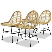 vidaXL Dining Chairs 4 pcs Natural Rattan