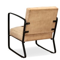 vidaXL Lounge Chair Brown Genuine Leather and Canvas