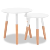 vidaXL Side Table Set 2 Pieces Solid Pinewood White