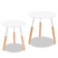 vidaXL Side Table Set 2 Pieces Solid Pinewood White