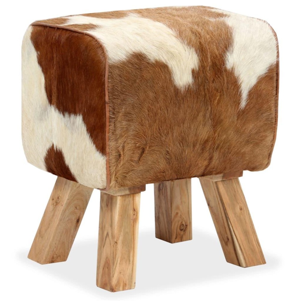 vidaXL Stool Genuine Goat Leather 15.7