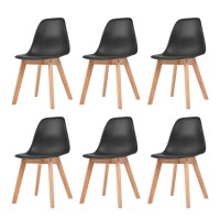 vidaXL Dining Chairs 6 pcs Black Plastic