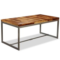 Vidaxl Dining Table Solid Sheesham Wood And Steel 70.9