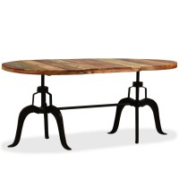 vidaXL Dining Table Solid Reclaimed Wood and Steel 70.9