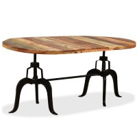 vidaXL Dining Table Solid Reclaimed Wood and Steel 70.9