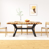 vidaXL Dining Table Solid Mango Wood and Steel Cross 70.9