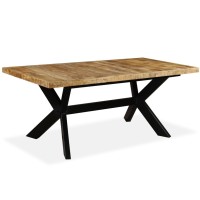 vidaXL Dining Table Solid Mango Wood and Steel Cross 70.9