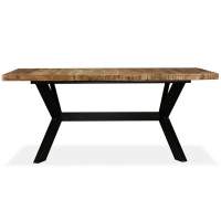 vidaXL Dining Table Solid Mango Wood and Steel Cross 70.9