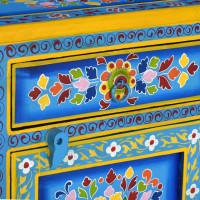 vidaXL Bedside Cabinet Solid Mango Wood Turquoise Hand Painted